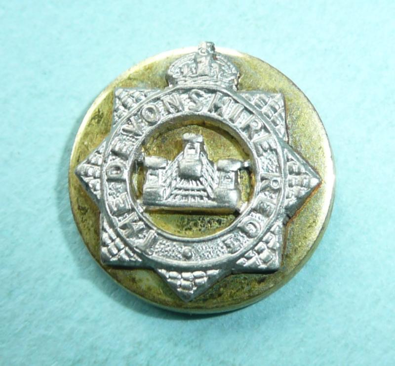 Devonshire Regiment Officer's Mess Dress Mounted Button, King's Crown