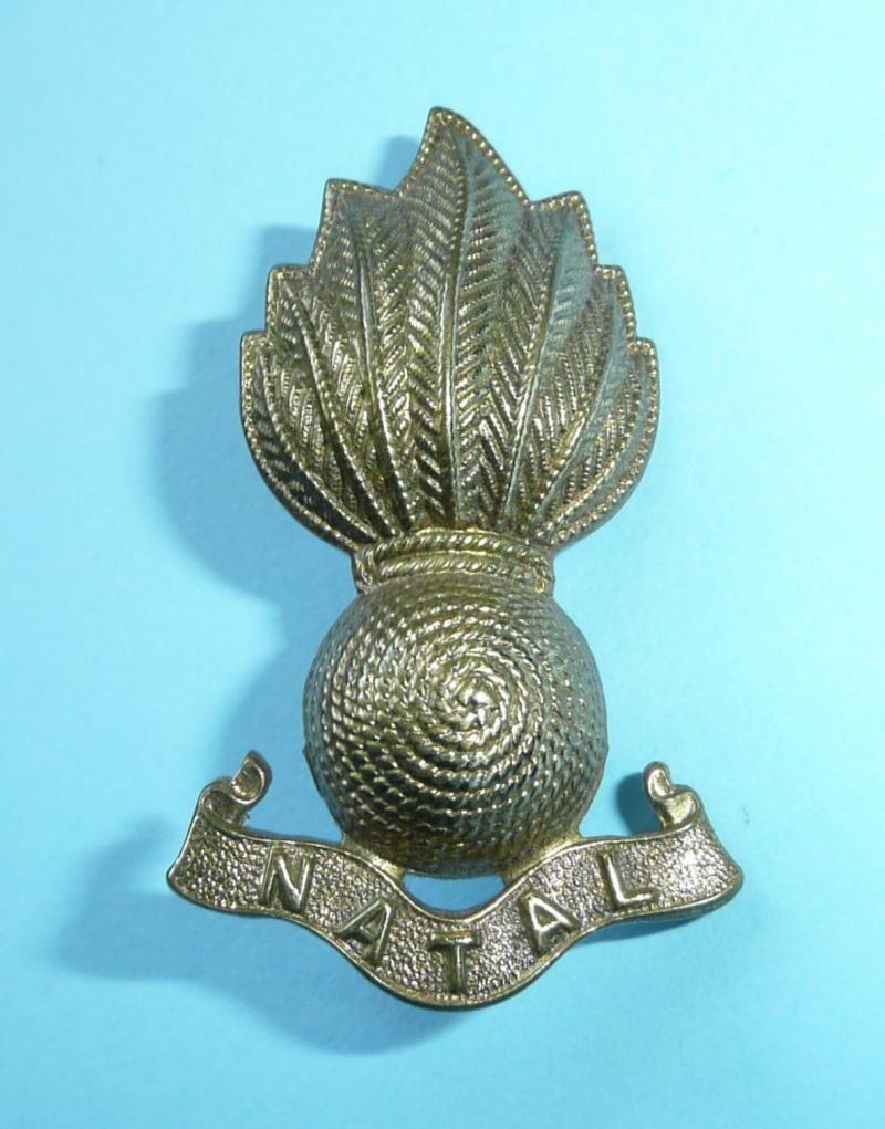 Natal Field Artillery Officer's Side Cap / Collar Gilt Brass Badge