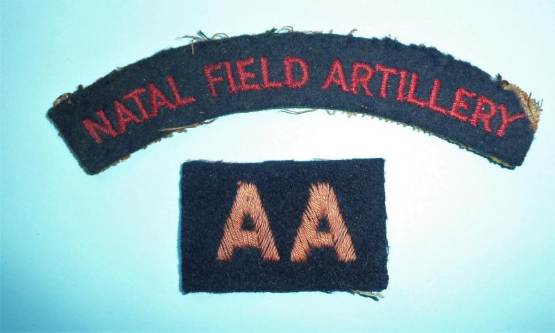 WW2 South African - Natal Field Artillery (NFA)  / AA (Anti-Aircraft) Section Embroidered Felt Cloth Insignia