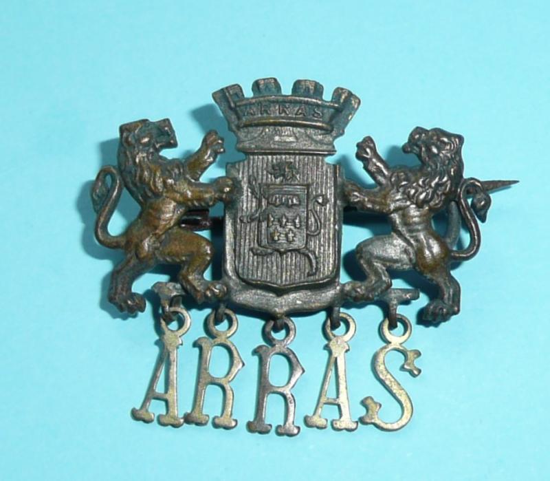 WW1 Souvenir Arras Town French Battle Pin Brooch Badge