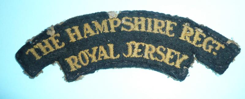 WW2 - 11th Battalion (Royal Jersey) The Hampshire Regiment Embroidered Felt Cloth Shoulder Title