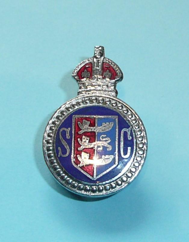 WW2 Hastings Special Constable Constabulary Police Chrome & Enamel Mufti Buttonhole Lapel Badge