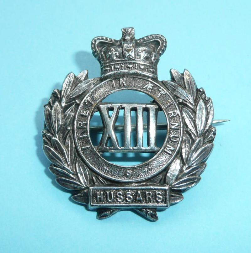 QVC Victorian Boer War Vintage 13th Hussars Silver Sweetheart Pin Brooch Badge