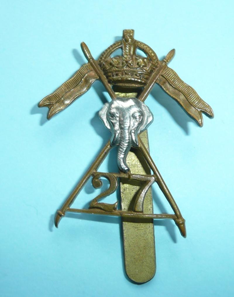 WW2 War Raised Unit - 27th Lancers Bi-Metal Other Ranks Cap Badge - Firmin