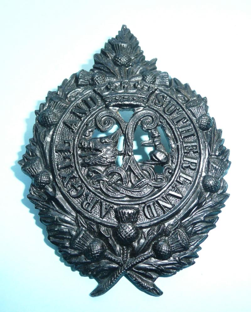 Argyll & Sutherland Highlanders A&SH Blackened Anodised Aluminium Cap Badge - Northern Ireland Issue