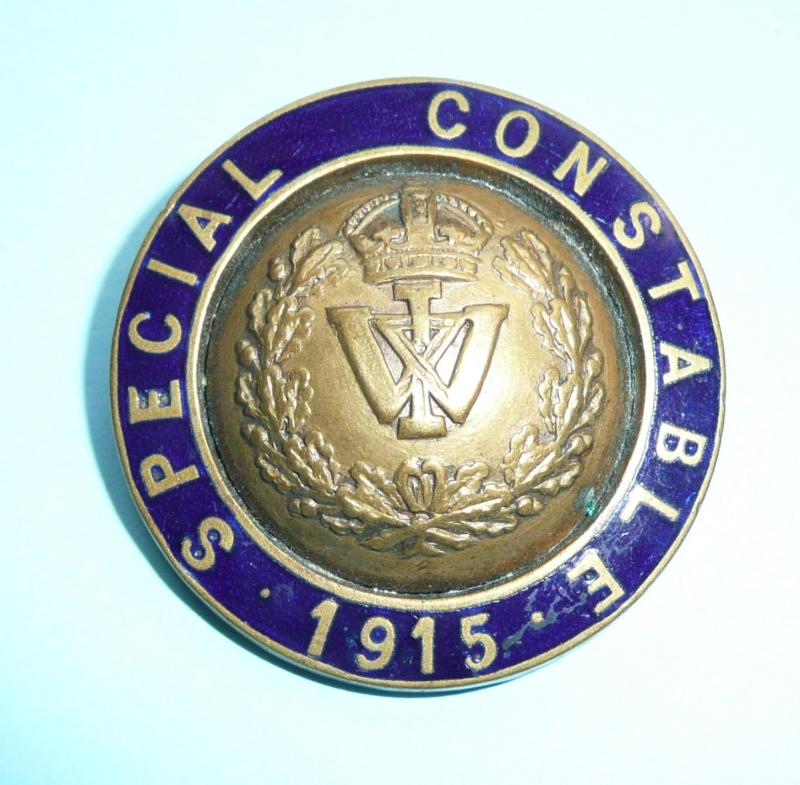 WW1 1915 Isle of Wight (Hampshire) Special Constable Constabulary Police Mufti Gilt & Enamel Lapel Pin Brooch Badge