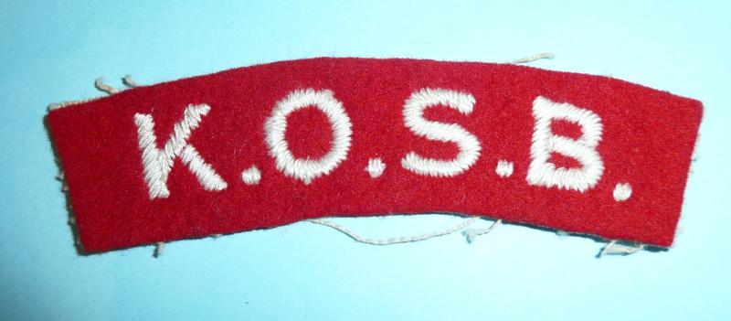 KOSB King's Own Scottish Borderers Woven White on Red Felt Cloth Shoulder Title