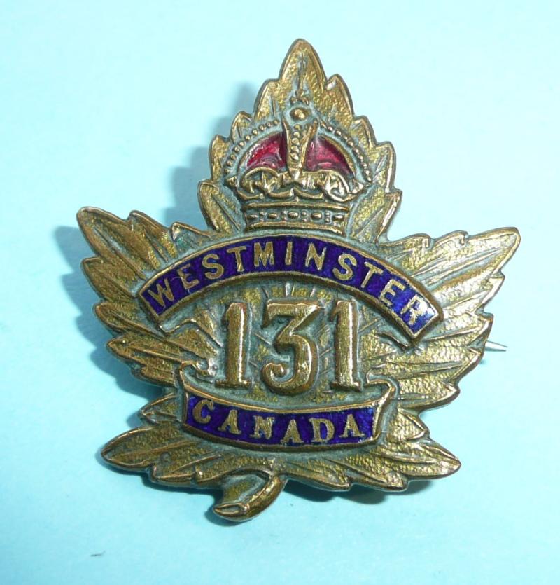 WW1 Canada - 131st Infantry Battalion (Westminster, British Columbia) Canadian Expeditionary Force (CEF) Sweetheart Pin Brooch