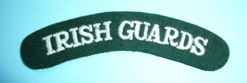 The Irish Guards Woven White on Green Felt Cloth Shoulder Title