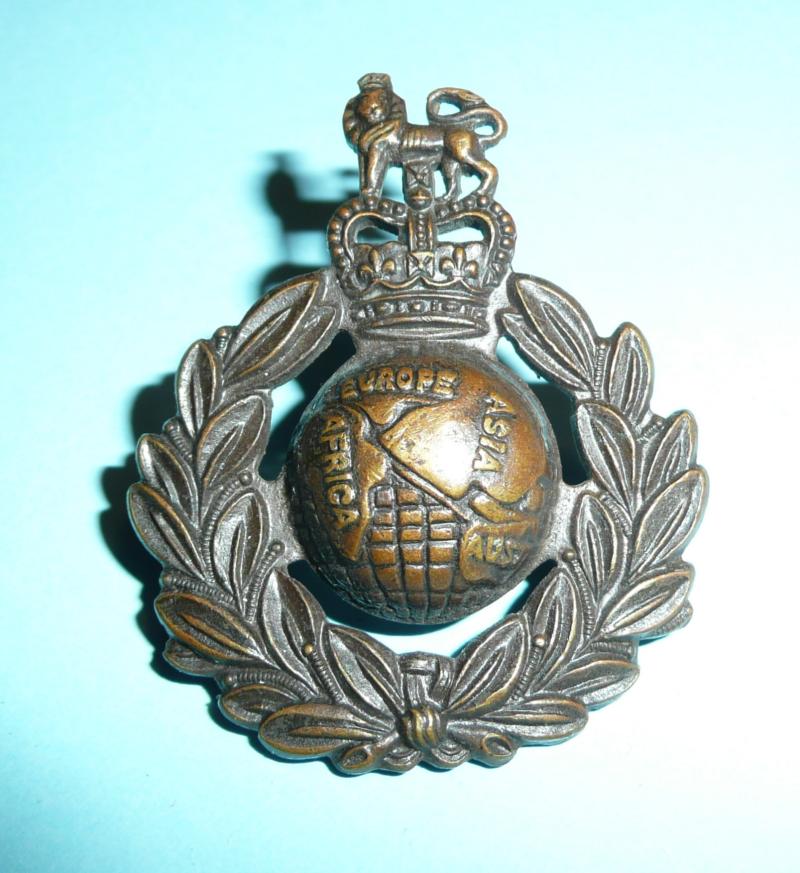 Royal Marines Bronze Officer's Queens Crown Cap Badge - J R Gaunt London