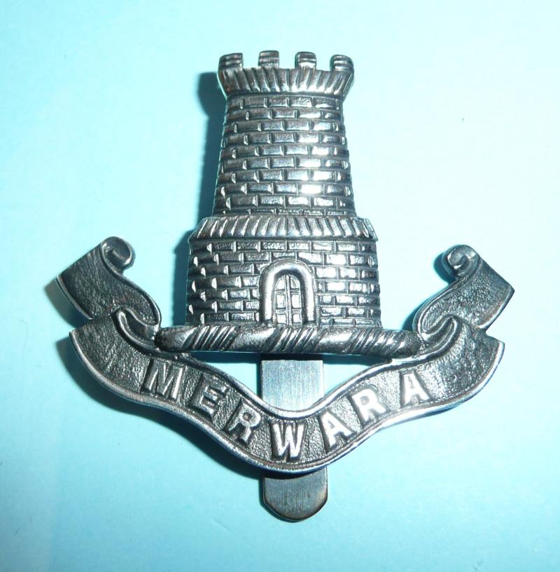 Indian Amy - 44th Merwara Infantry Officer's Oxidised Silver Headdress Cap Badge