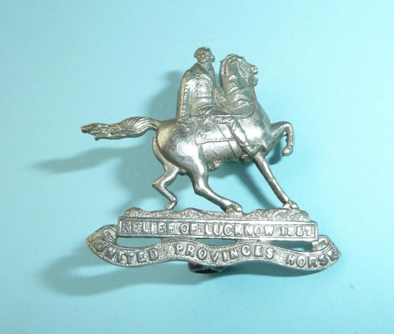 Indian Army - United Provinces Horse White Metal Cap / Collar Badge - Gaunt London