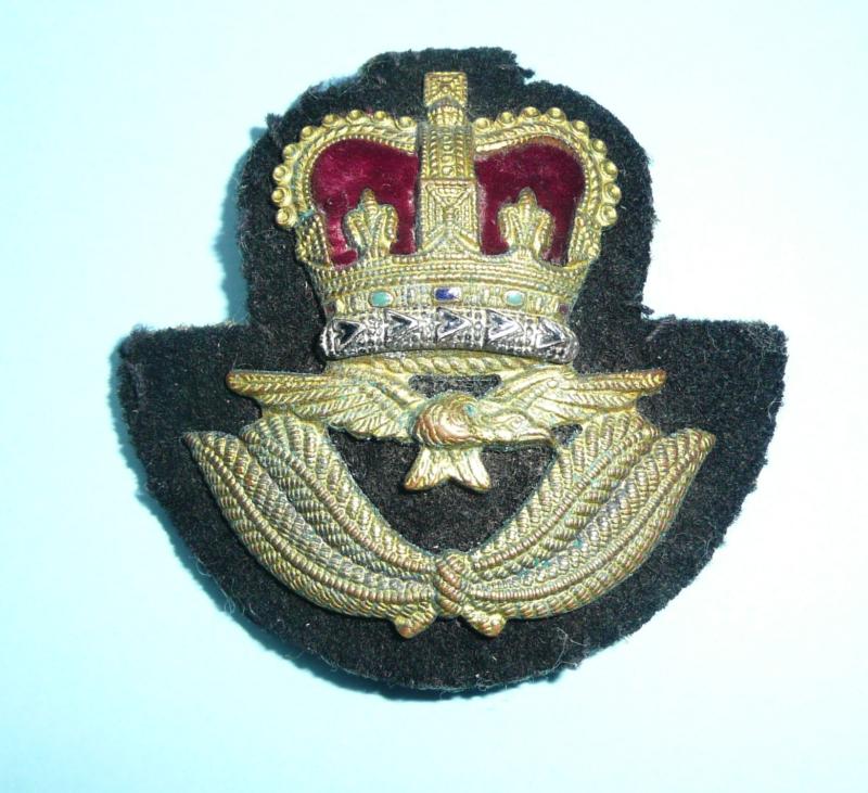Royal Air Force (RAF) Officers Bullion Small Beret Pattern Side Cap Badge, QEII issue