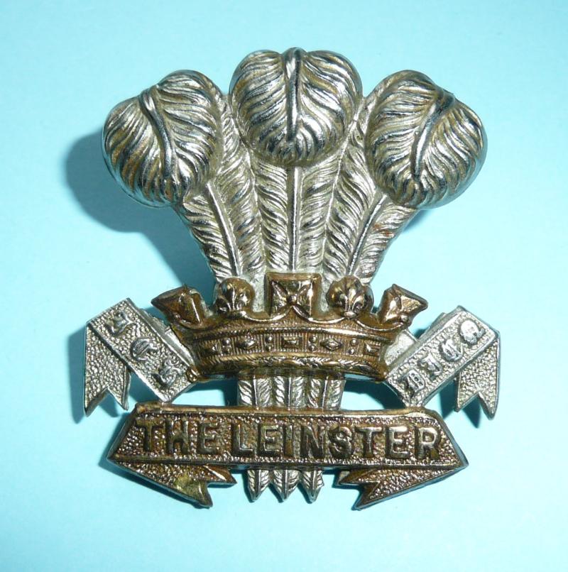 Prince of Wales Leinster Regiment ( 100th & 109th Foot) Victorian / Edwardian Issue Bi Metal Cap Badge - with sweat holes