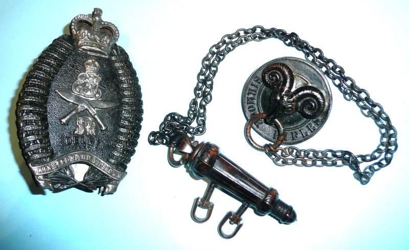 2GR 2nd King Edward VII's Own Gurkha Rifles (The Simoor Rifles) Officer's Shoulder Belt Plate & Unique Regimental Pattern Whistle Boss and Chain, QEII issue
