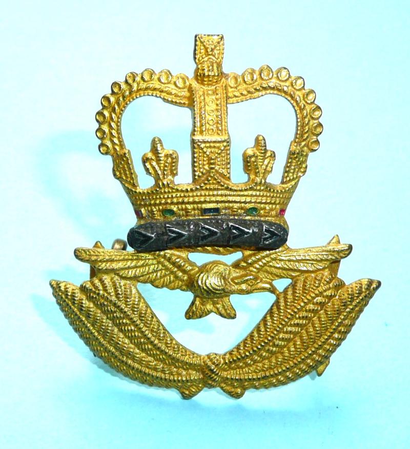 Royal Air Force RAF Senior Warrant Officer's Gilt and Silver Plated Beret Badge, QEII Queen's Crown Issue