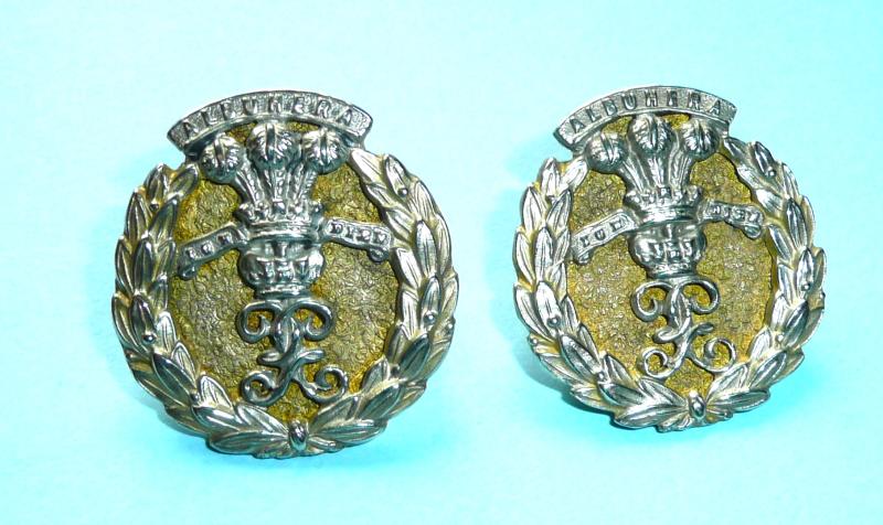 Middlesex Regiment Officer's Early Pattern Silver Plate and Gilt Collar Badges