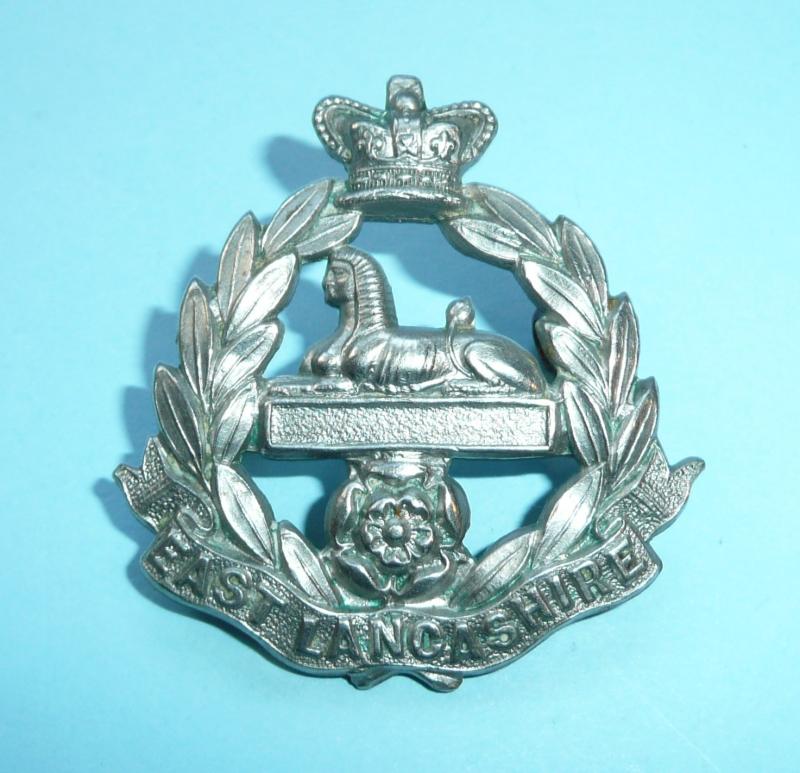 Victorian QVC Volunteer Battalion (VB) East Lancashire Regiment Other Ranks White Metal Cap Badge