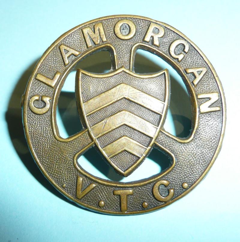WW1 Welsh Wales  Home Front - Glamorgan Volunteer Training Corps (VTC) Brass Cap Badge