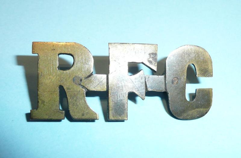 WW1 Royal Flying Corps RFC Stylized Brass Shoulder Title - Cut from Sheet Brass