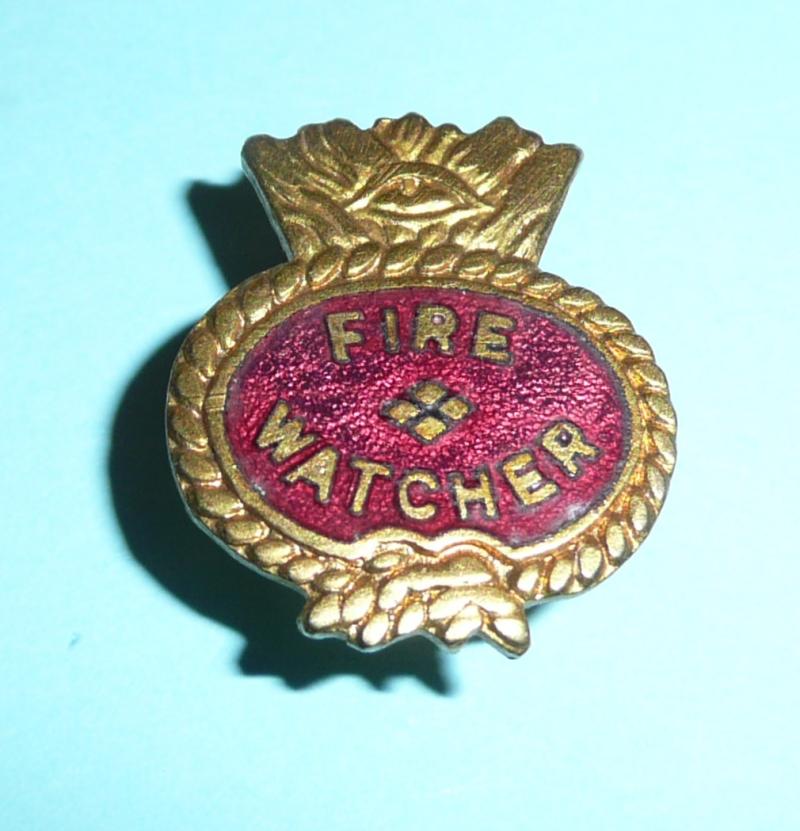 WW2 Home Front - Fire Watcher Civilian Volunteer Gentleman's War Worker  Lapel Badge (Type 2)