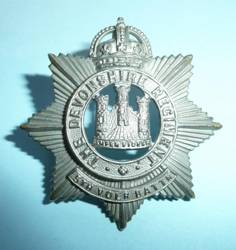 5th Volunteer Battalion (VB) Devonshire Regiment Edwardian Other Ranks White Metal Cap Badge