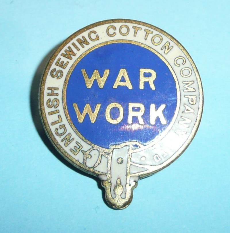 WW2 Home Front  - Female War Worker's Enamel & Gilt Pin Brooch Badge - English Sewing Cotton Company Ltd
