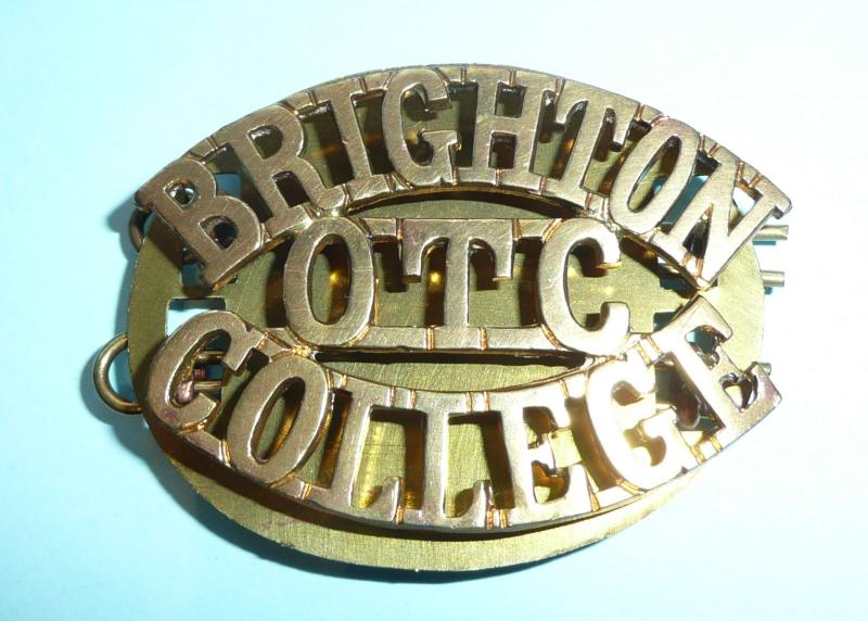 Brighton College OTC Officer Training Corps One Piece Brass Shoulder Title