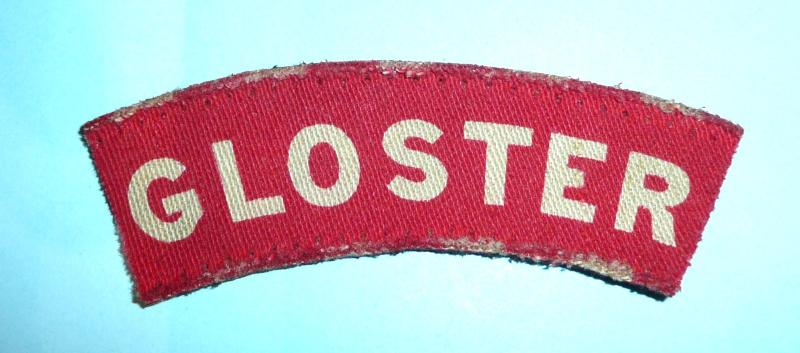 GLOSTER - WW2 Printed Title - The Gloucestershire Regiment, White on Scarlet