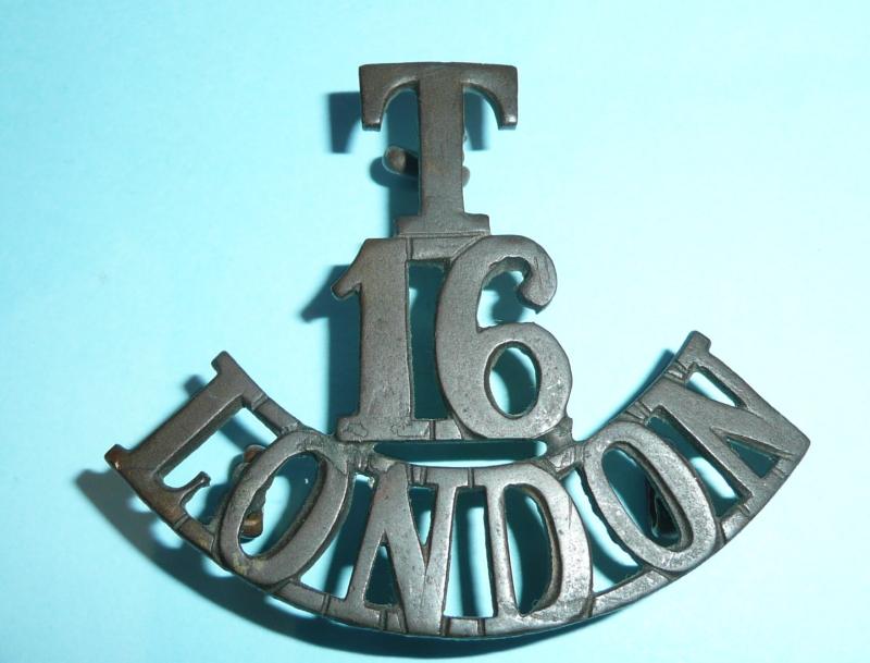 T / 16 / London (Queen's Westminsters) One Piece Brass Shoulder Title