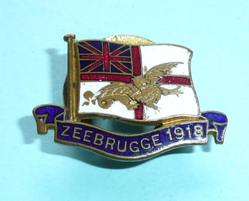 WW1 1918 Zeebrugge Raid Enamel Numbered Association Buttonhole Lapel Badge