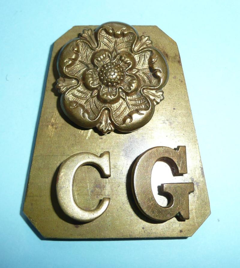 Coldstream Guards Three Piece Brass Shoulder Title with Backing Plate