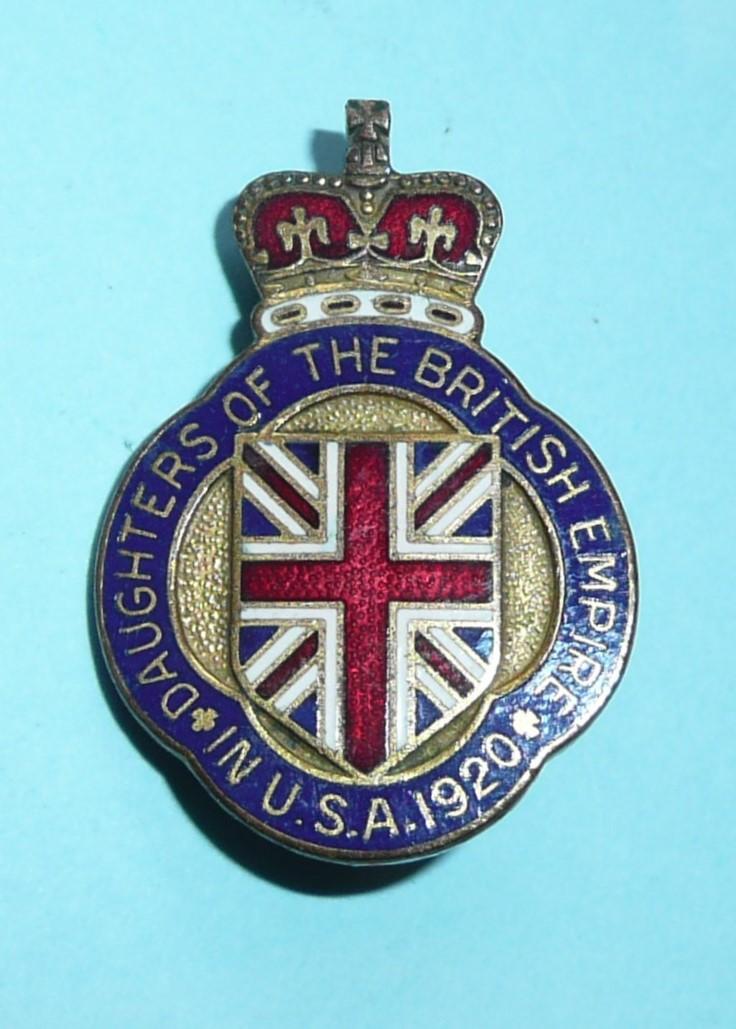 Daughters of the British Empire In USA 1920 Enamel And Gilt Brass Pin Brooch Badge