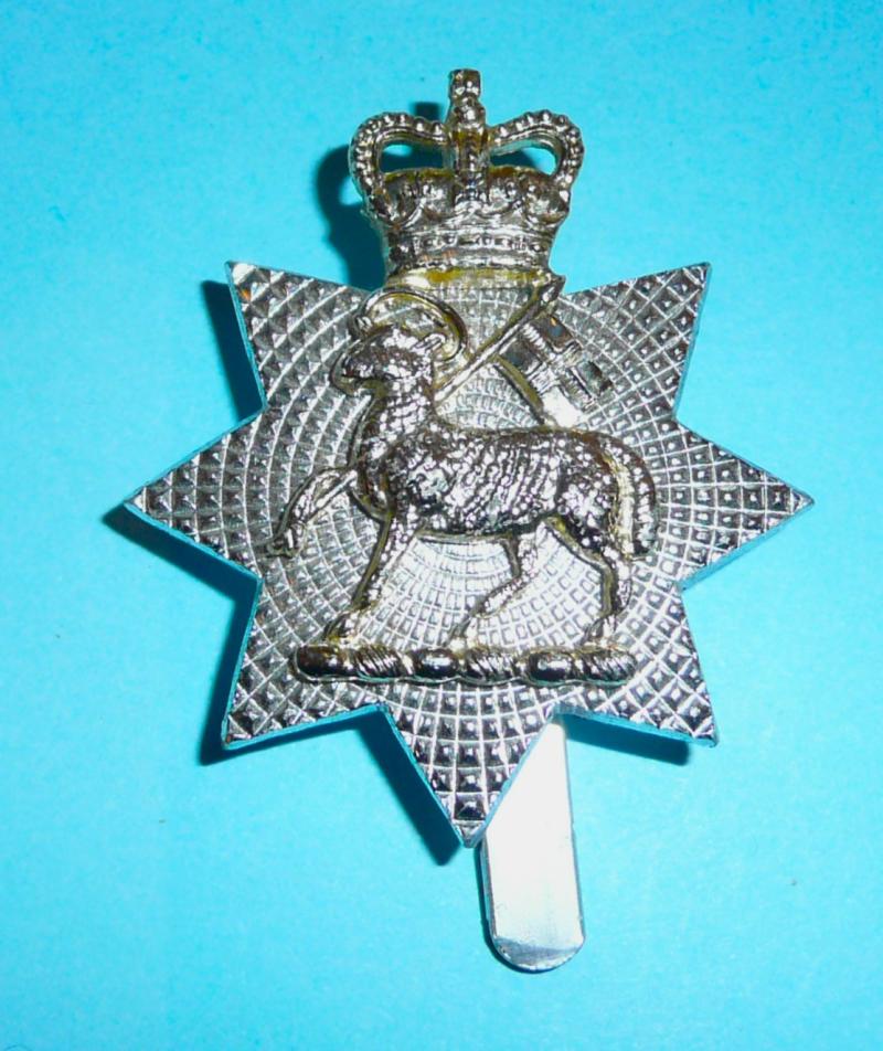 Queen's Surreys (Territorials) Staybrite Anodised Aluminium AA Cap Badge - Gaunt London
