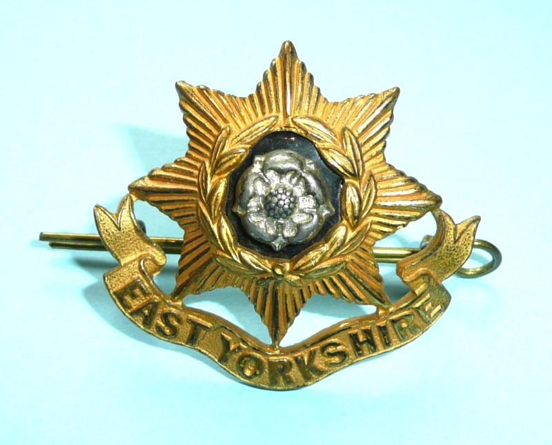 East Yorkshire Regiment Officers No 1 Full Dress Silver Plated, Enamel and Gilt Cap Badge - Gaunt