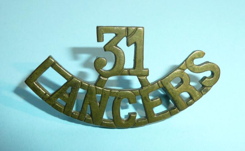 WW1 Indian Army Cavalry - 31st Duke of Connaught's Own Lancers Brass Shoulder Title