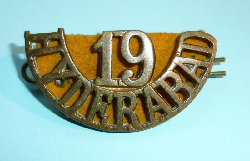 Indian Army - 19th Hyderabad Regiment Brass Shoulder Title