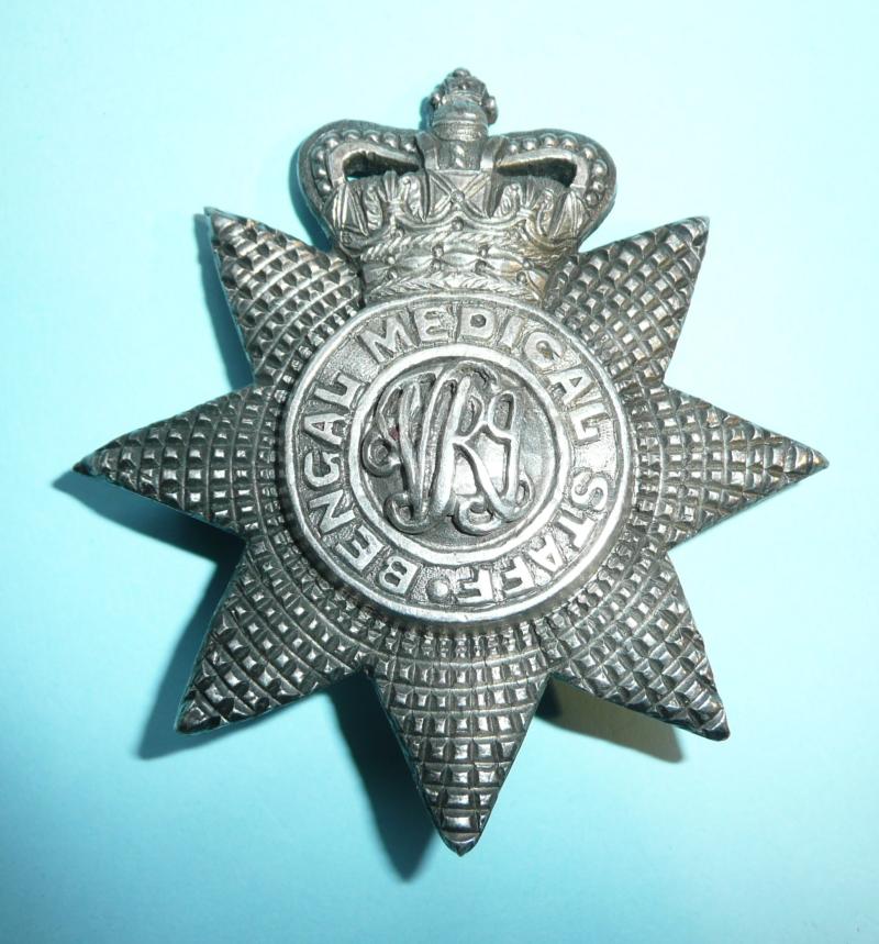 Indian Army - QVC Victorian Bengal Medical Service White Metal Pagri Badge