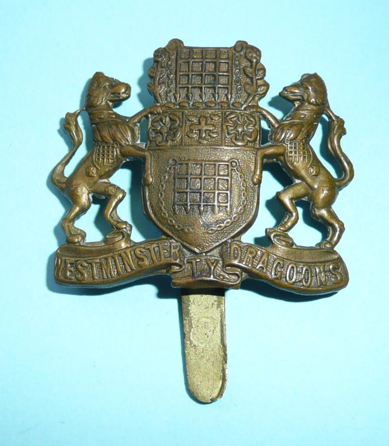 Westminster Dragoons Yeomanry (Territorials) Gidling Metal Brass Cap Badge