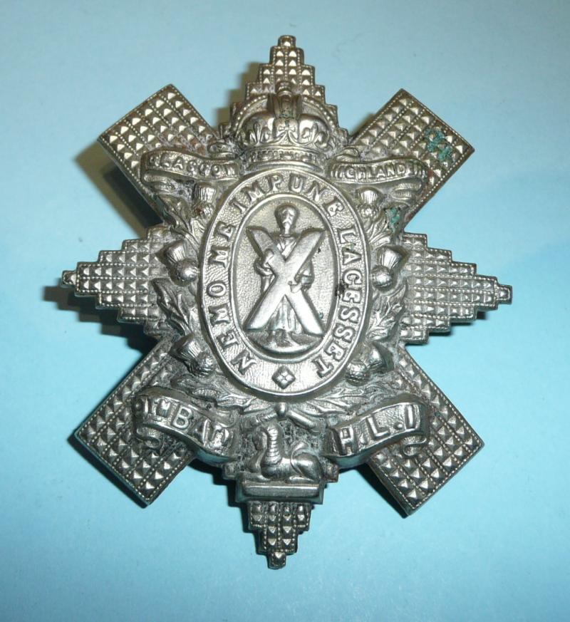 9th Battalion (Glasgow Highlanders) Highland Light Infantry (HLI) White Metal Glengarry Badge - 'Lacesset' spelling