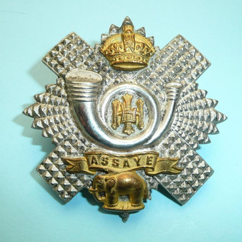 Highland Light Infantry (HLI) Officer's Silver Plate and Gilt Glengarry Cap Badge - Gaunt