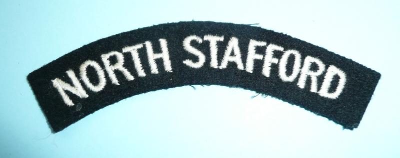 The Prince of Wales's North Staffordshire Regiment) Woven White on Black Felt Cloth Shoulder Title