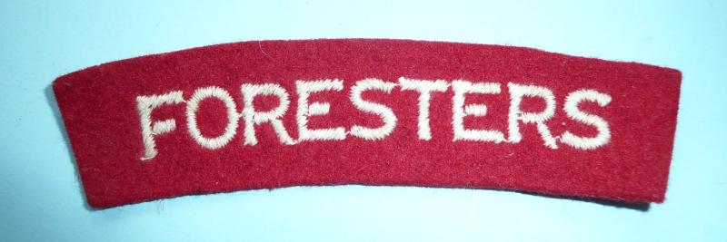 Foresters Embroidered White on Red Felt Cloth Shoulder Title