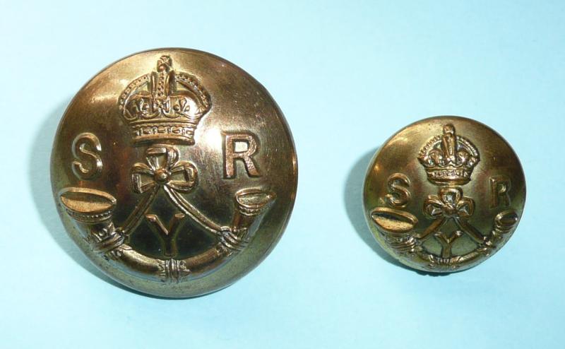 The Sherwood Rangers Yeomanry (SRY) (Nottinghamshire) Pair of Officer's Gilt Buttons, King's Crown.