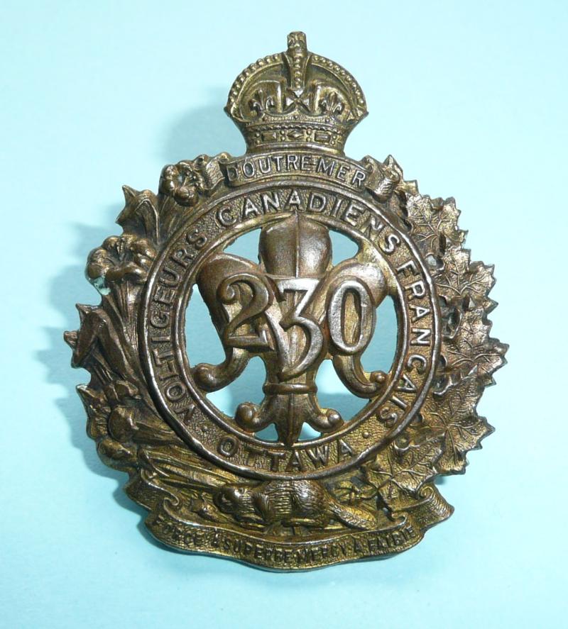 WW1 Canada - 230th CEF Canadian Expeditionary Force Infantry Battalion Copper Cap Badge - Birks 1916