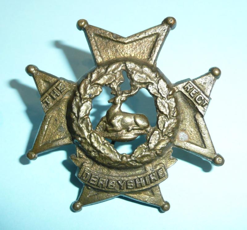 The Derbyshire Regiment Cast Brass Pouch Badge