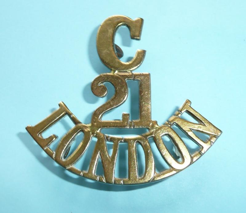 C / 21/ London One Piece Brass Shoulder Title - Surrey Army Cadets