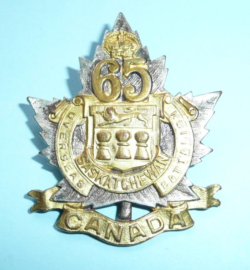 WW1 Canadian 65th CEF Battalion Officer's Cap Badge - Inglis