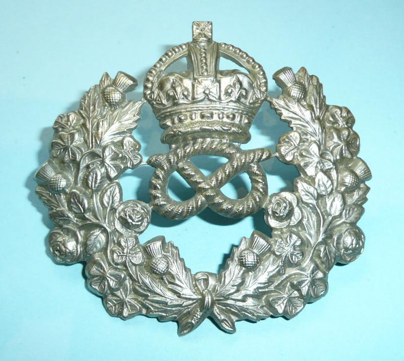 Staffordshire Police White Metal Shako Badge, King's Crown
