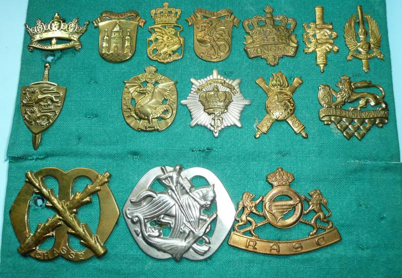 Collection of European Military Army Cap Badges - Denmark / Netherlands (Dutch) / Beglian (Lot 1)